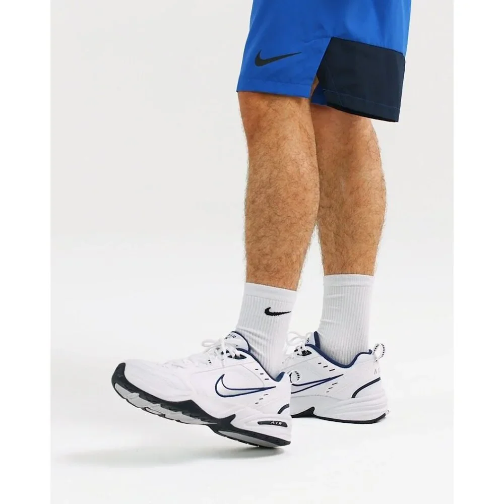 Nike Men's Air Monarch IV (White/Silver/Midnight Navy) Training Shoes Size 11